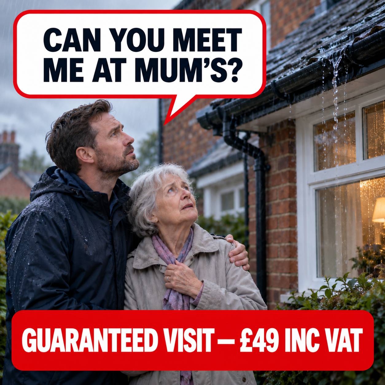 Family meeting a roofer for an older customer: guaranteed visit £49 inc VAT