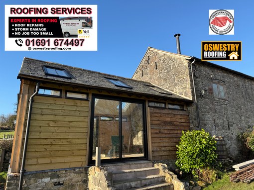 Oswestry Roofing Services Completed red tiled hip roof with secure ridge and hip tiles for roofing work in Oswestry