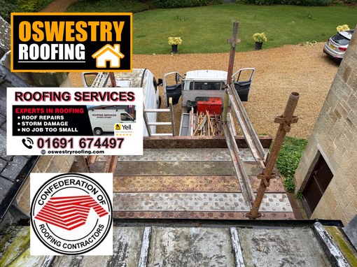 Oswestry Roofing Services Natural slates being laid in straight courses over breathable membrane and timber battens for roofing work in Oswestry