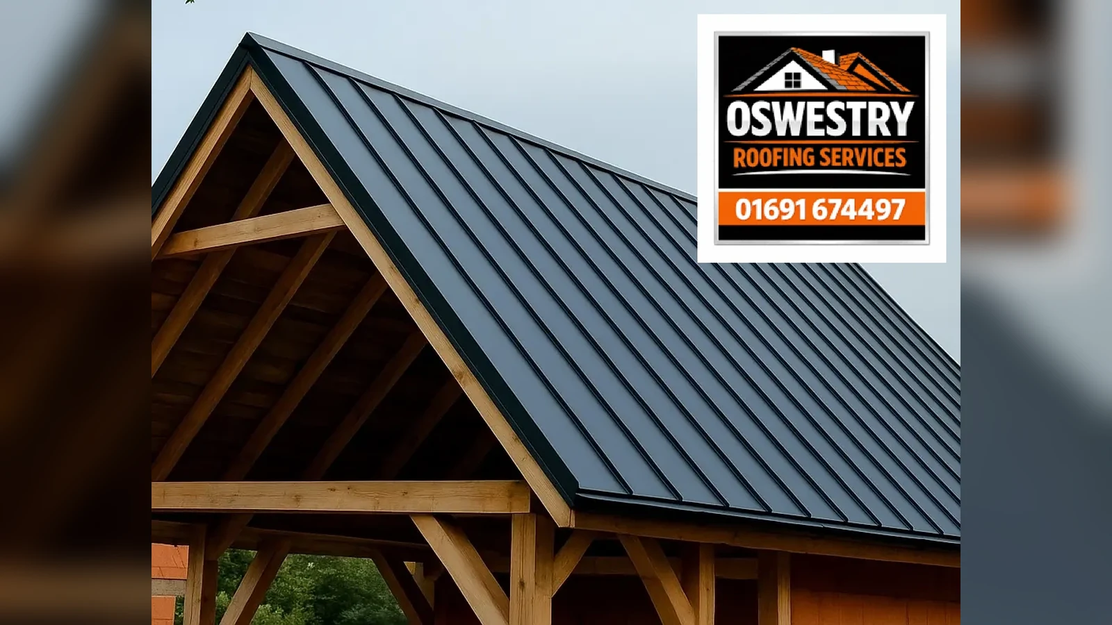 Completed slate replacement roof on a residential building by Oswestry Roofing