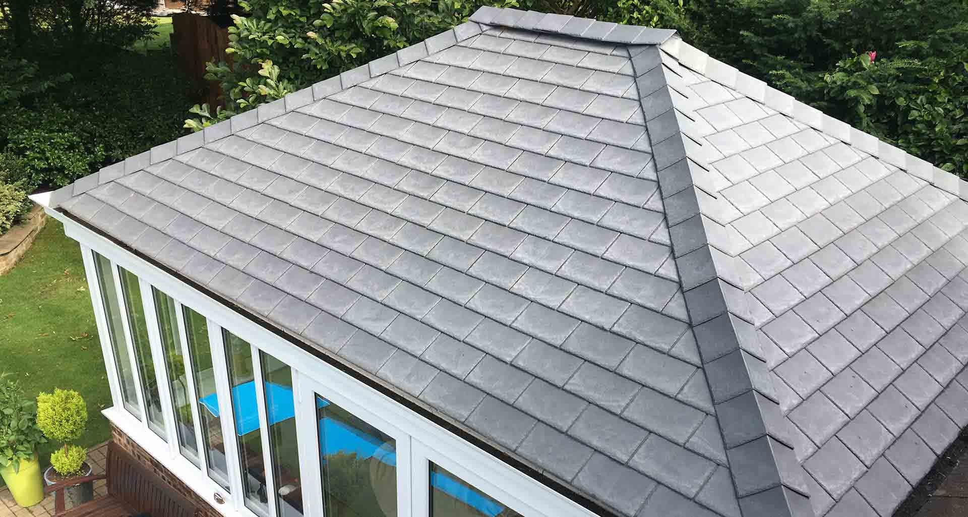 Oswestry Roofing Services Completed insulated tiled conservatory roof conversion with finished hips and roof edges in Oswestry